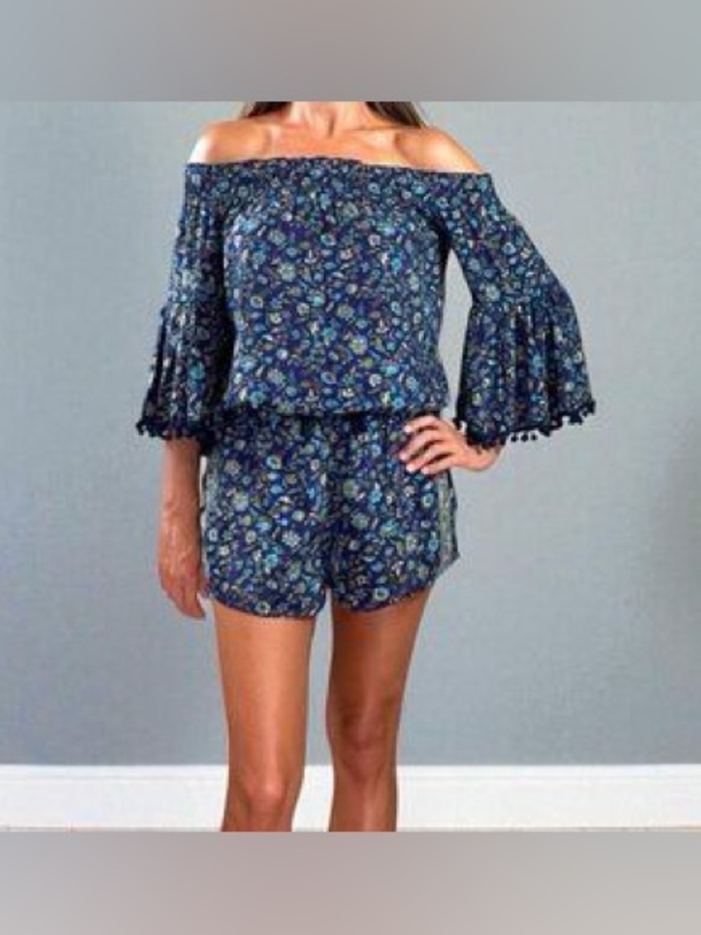 RAGA Anthropologie Kassie Off Shoulder Boho Chic Romper